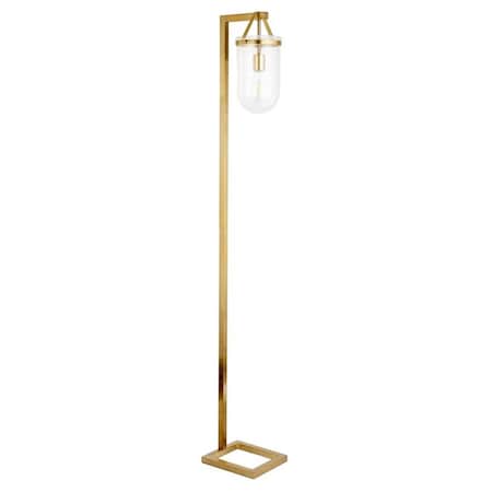 Henn & Hart Shiloh Brass Floor Lamp with Seeded Glass Shade FL1117